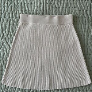 Sézane Cream Ribbed A-Line Skirt